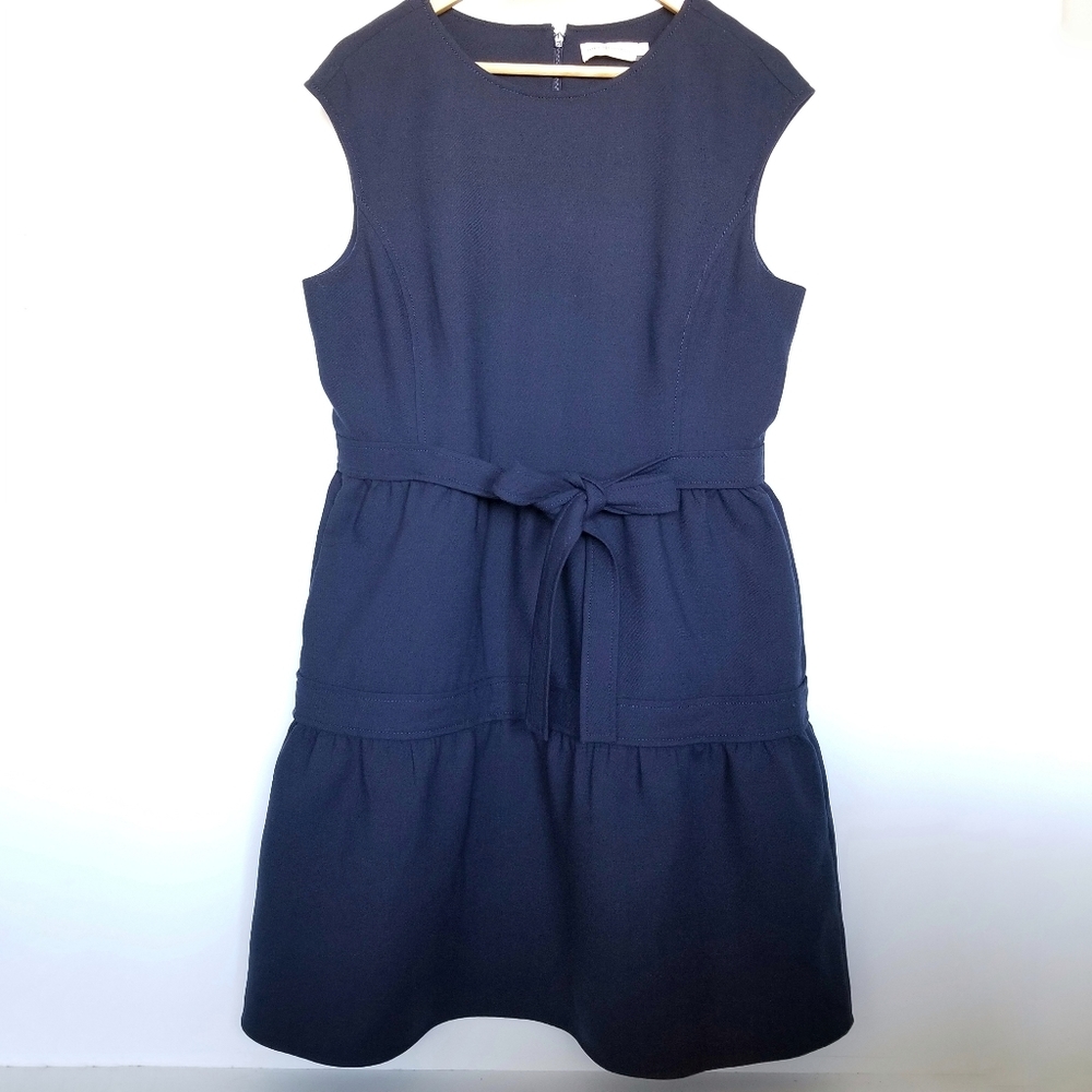 Tory Burch Navy Blue Bow Midi Dress - Picture 3 of 13